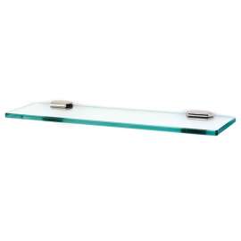 Nicole A7750-18-PN 18-in Glass Shelf with Brackets Traditional in Polished Nickel