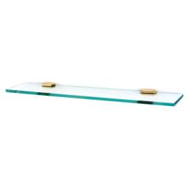 Nicole A7750-24-PB 24-in Glass Shelf with Brackets Traditional in Polished Brass