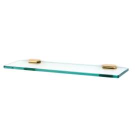 Nicole A7750-18-PB 18-in Glass Shelf with Brackets Traditional in Polished Brass