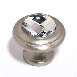 Crystal C211-CLR/SN Traditional Knob in Satin Nickel