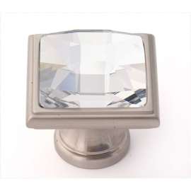 Crystal C212-CLR/SN Traditional Knob in Satin Nickel