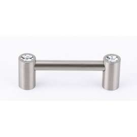 Contemporary Crystal C715-3-SN Crystal Pull Modern in Satin Nickel