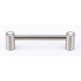 Contemporary Crystal C715-4-SN Crystal Pull Modern in Satin Nickel
