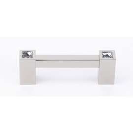 Contemporary Crystal C718-3-PN Crystal Pull Modern in Polished Nickel