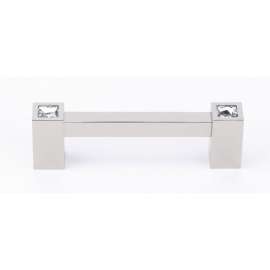 Contemporary Crystal C718-35-PN Crystal Pull Modern in Polished Nickel