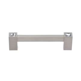 Contemporary Crystal C718-4-SN Crystal Pull Modern in Satin Nickel