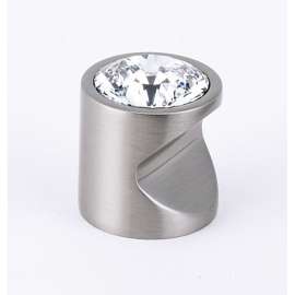 Contemporary Crystal C824-1-SN Crystal Knob Modern 1-in in Satin Nickel