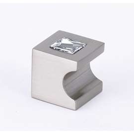 Crystal Knob Modern 3/4-in in Satin Nickel