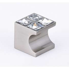 Crystal Knob Modern 1-in in Satin Nickel