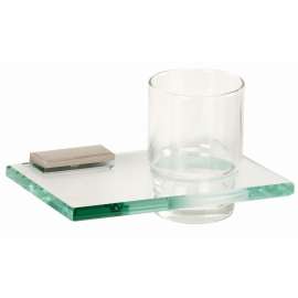 Tumbler Holder with Glass in Satin Nickel