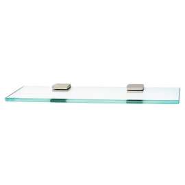 Manhattan A7450-18-SN 18-in Glass Shelf with Brackets Modern in Satin Nickel