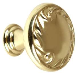 Ornate A3650-14-PB Knob Traditional 1-1/4-in in Polished Brass