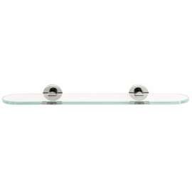 Contemporary I A8350-18-PN 18-in Glass Shelf with Brackets Modern in Polished Nickel