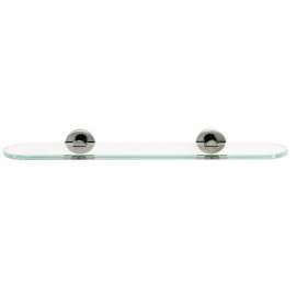 Contemporary I A8350-18-SN 18-in Glass Shelf with Brackets Modern in Satin Nickel