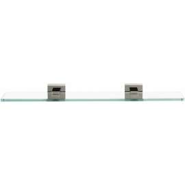 Contemporary II A8450-18-PN 18-in Glass Shelf with Brackets Modern in Polished Nickel