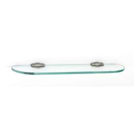 Charlie's Collection A6750-24-SN 24-in Glass Shelf with Brackets Transitional in Satin Nickel