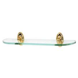 Classic Traditional A8050-18-PB 18-in Glass Shelf with Brackets Traditional in Polished Brass