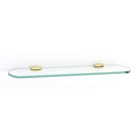 Royale A6650-18-PB 18-in Glass Shelf with Brackets Transitional in Polished Brass