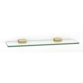 Cube A6550-18-PB 18-in Glass Shelf with Brackets Modern in Polished Brass