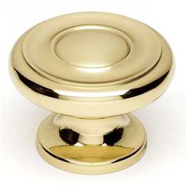 A1050-PB Knob Traditional 1-1/2-in in Polished Brass