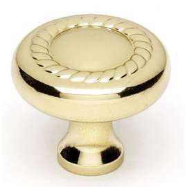 Rope A812-1-PB Knob Traditional 1-in in Polished Brass