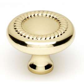Rope A812-38-PB Knob Traditional 1-1/2-in in Polished Brass