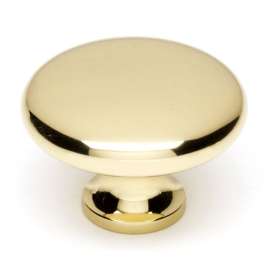 A814-38-PB Knob Traditional 1-1/2-in in Polished Brass