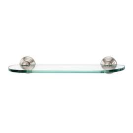 Embassy A9050-18-SN 18-in Glass Shelf with Brackets Traditional in Satin Nickel