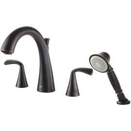 T186901.278 Fluent Roman Tub Faucet with Personal Shower for Flash Rough-in Valves in Legacy Bronze Finish