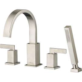 T184901.295 Times Square Roman Tub Faucet with Personal Shower for Flash Rough-In Valves in Brushed Nickel Fin
