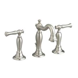 Widespread Lavatory Faucet with Metal Lever Handles and Metal Speed Connect Pop-Up Drain in Satin