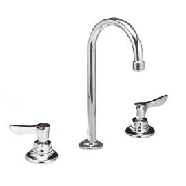 Widespread 0.5 GPM Faucet with Rigid/Swivel Spout and Lever Handles in Chrome
