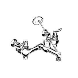 Exposed Yoke Wall Mount Service Sink Faucet with Top Brace and Vandal - Resistant Handles in Rough Chrome