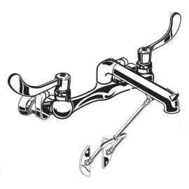 Exposed Yoke Wall Mount Service Sink Faucet with Bottom Brace and Wrist Blade Handles in Chrome