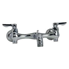 Exposed Yoke Wall Mount Service Sink Faucet with Vandal - Resistant Handles and 3