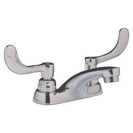 Commercial Centerset 0.35 GPM Faucet with Wrist Blade Handles with Red and Blue Indicators in Chrome