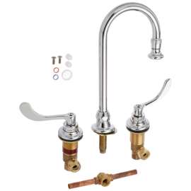 Widespread 1.5 GPM Faucet with Rigid/Swivel Spout and Wrist Blade Handles in Chrome