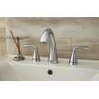 2-Handle Widespread Bathroom Faucet with Red/Blue Indicators and SC Drain in Polished Chrome