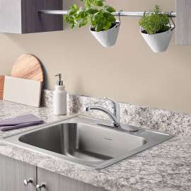 Colony Pro 1-Handle Kitchen Faucet with Integrated Side Spray and Escutcheon Plate in Polished Chrome