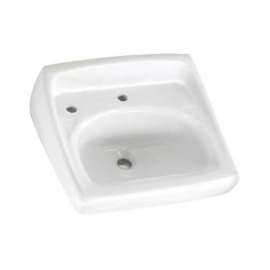 Wall Mounted Lavatory Sink for Wall Hangers (included) or Concealed Arms (not included) with Single Faucet Hole and Extra Left-Hand Hole in White