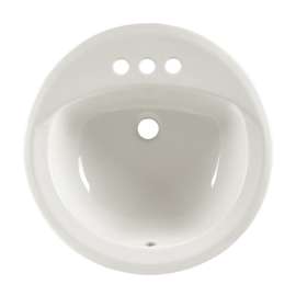 Round Drop-In Bathroom Sink With 3 Faucet Holes (4 Centers)