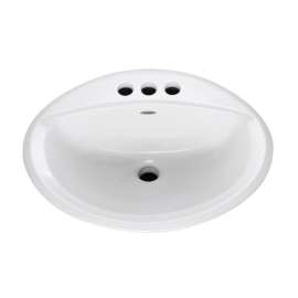 Oval Drop-In Bathroom Sink With 3 Faucet Holes (4 Centers)