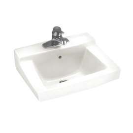 Wall Mounted Lavatory Sink for Wall Hangers (Included) with Three Faucet Holes (4 Centers) in White