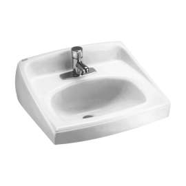 Wall Mounted Lavatory Sink for Exposed Bracket Supports (not included) with Single Faucet Hole in White