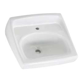 Wall Mounted Lavatory Sink for Wall Hangers (included) or Concealed Arms (not included) with Single Faucet Hole on Right in White