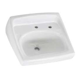 Wall Mounted Lavatory Sink for Wall Hangers (included) or Concealed Arms (not included) with Single Faucet Hole and Extra Right-Hand Hole in White
