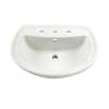 0236.008.020 Pedestal Lavatory Top with Three Faucet Holes (8 Centers) without Pedestal Leg in White