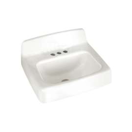 20 Enameled Cast Iron Wall Mounted Sink with Backsplash and 4 CC in White