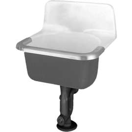 Enamelen Cast Iron Wall Mounted Service Sink with Stainless Steel Rim Guard in White