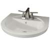 Petite Above Counter or Drop Lavatory Sink with Three Faucet Holes (4 Centers) in White